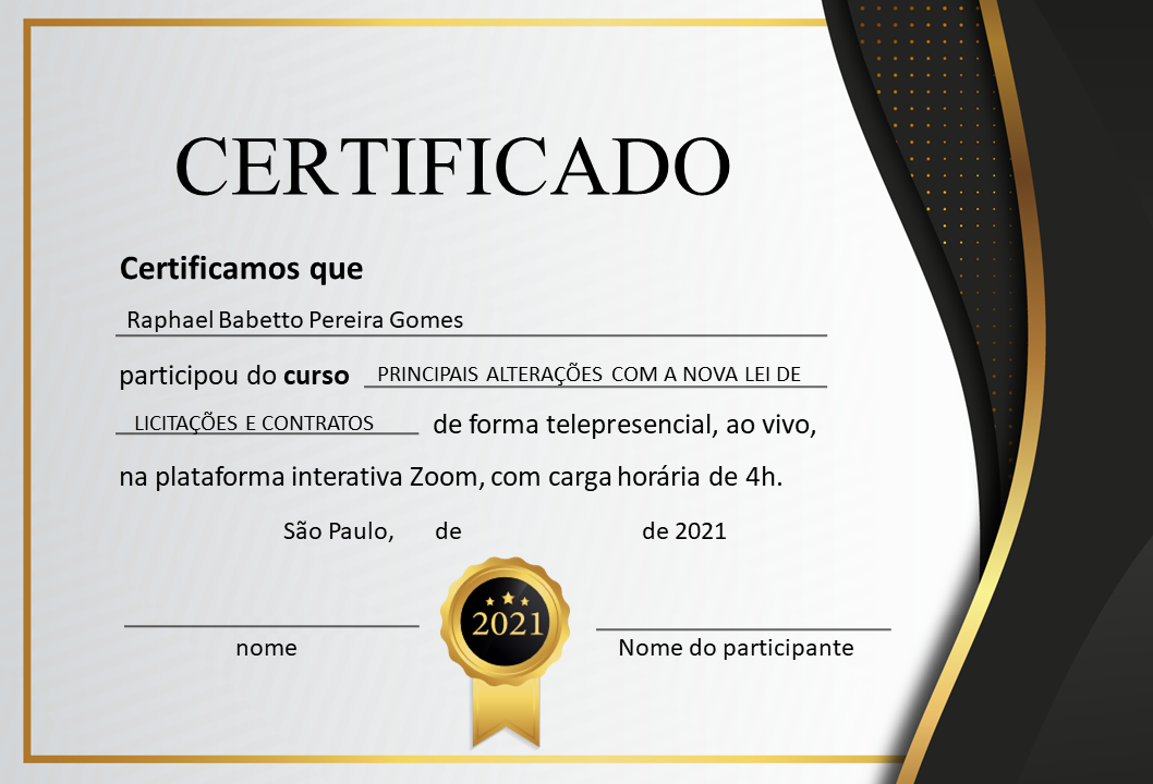 certificado curso de licitações